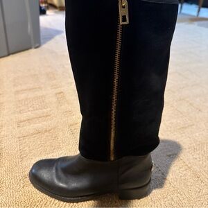 Coach Black Heeled Boots with Gold Zipper